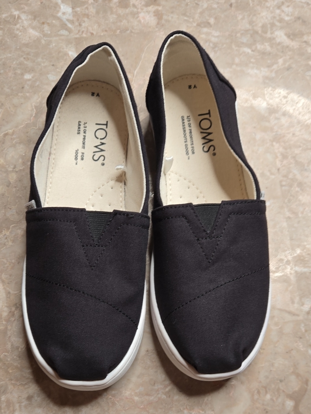 Toms Black Canvas Slip-On Flats